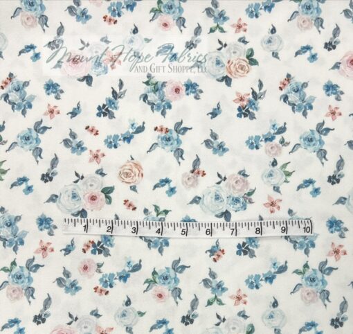Liverpool Knit- Blue Scattered Roses - Image 2