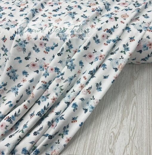 Liverpool Knit- Blue Scattered Roses