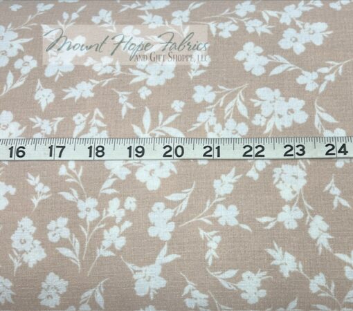 Poly Linen Weave- Tan/Ivory Floral - Image 2