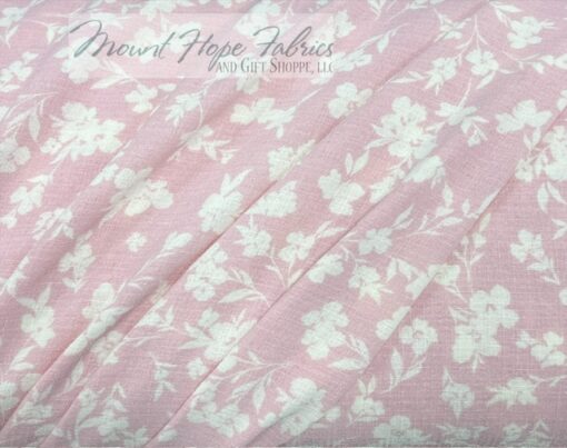 Poly Linen Weave- Pink/Ivory Floral