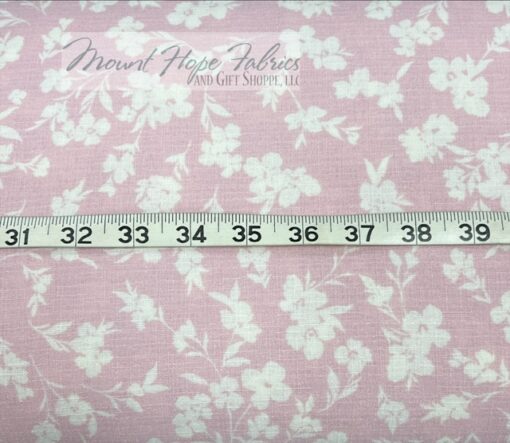 Poly Linen Weave- Pink/Ivory Floral - Image 2