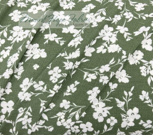 Poly Linen Weave- Lt. Olive/Ivory Floral