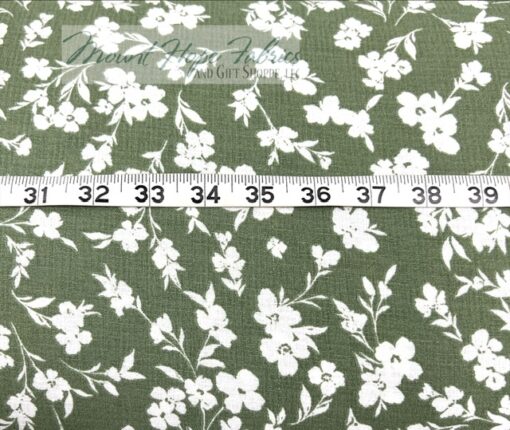 Poly Linen Weave- Lt. Olive/Ivory Floral - Image 2