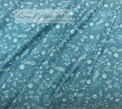 Swiss Dot Knit- Dusty Aqua Floral 65