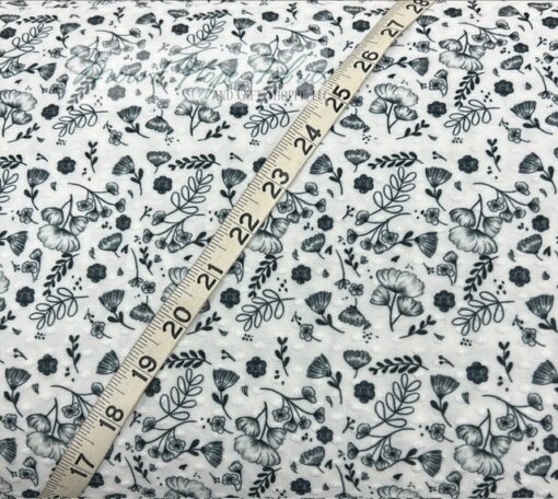 Swiss Dot Knit- Black/White Floral 68 - Image 3