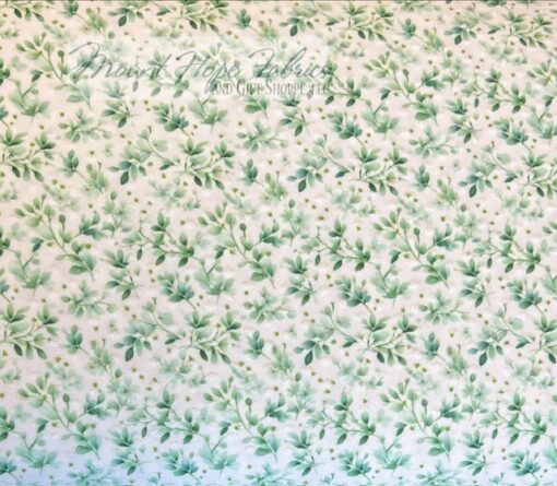 Swiss Dot Knit- Green/White Leaves - Image 2