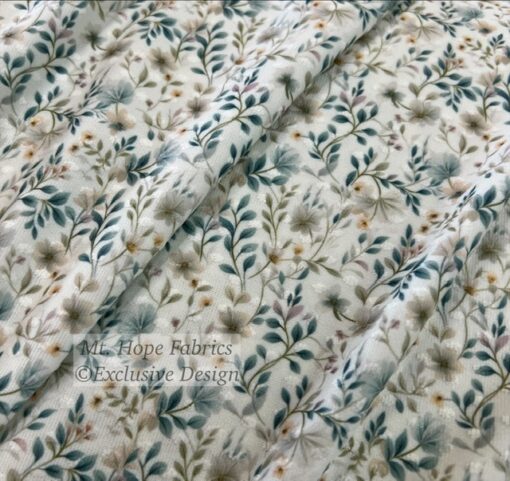 Swiss Dot Knit- Sage/Teal Floral - Image 3