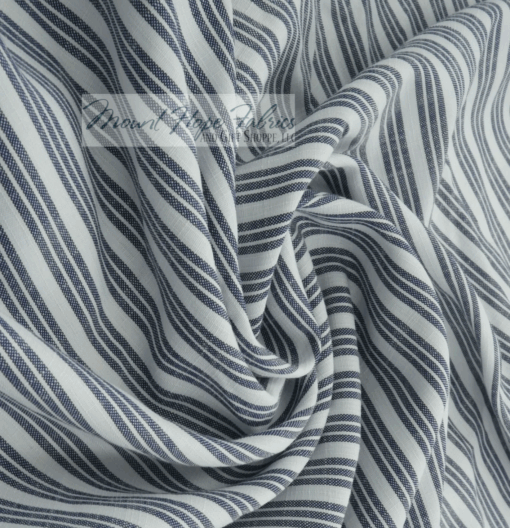 Triple Stripe Poplin- Navy
