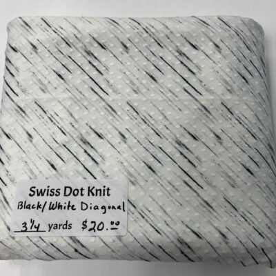 3 1/4 yard piece Swiss Dot Knit, Black/White Diagonal
