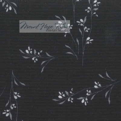 Horizontal Rib Knit 2517- Black Floral Vines