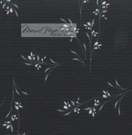 Horizontal Rib Knit 2517- Black Floral Vines