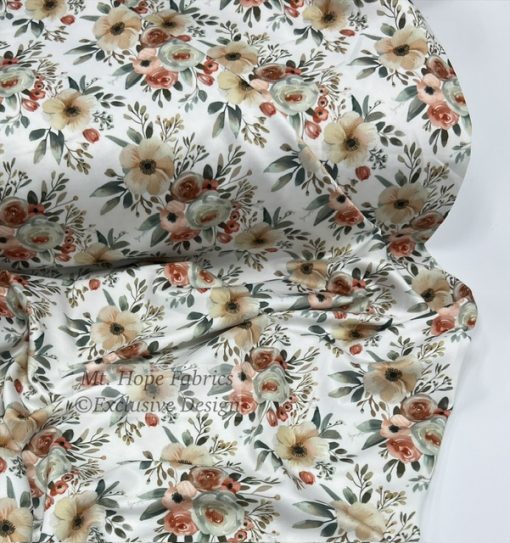 Yoga Knit- White/Terra Cotta Floral 5211 - Image 2