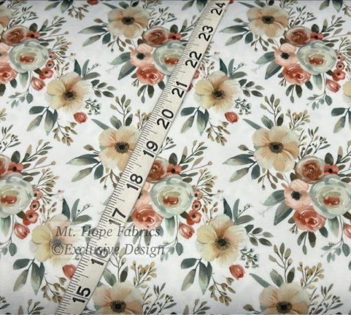 Yoga Knit- White/Terra Cotta Floral 5211 - Image 3