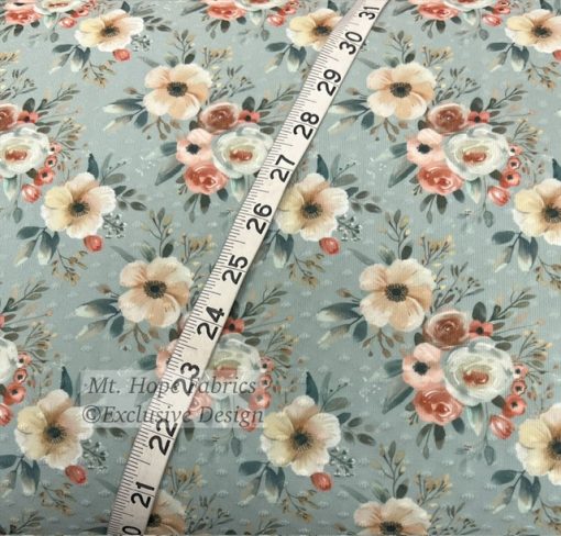 Swiss Dot Knit- Sage/Terra Cotta Floral 5211 - Image 3