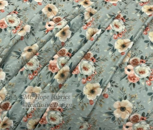 Swiss Dot Knit- Sage/Terra Cotta Floral 5211 - Image 2