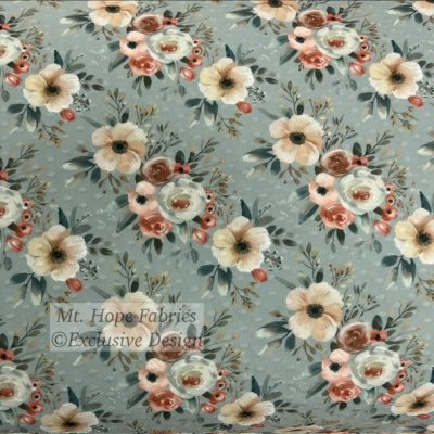 Swiss Dot Knit- Sage/Terra Cotta Floral 5211