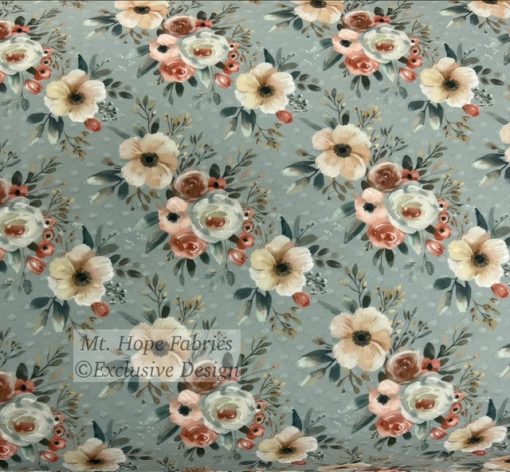 Swiss Dot Knit- Sage/Terra Cotta Floral 5211