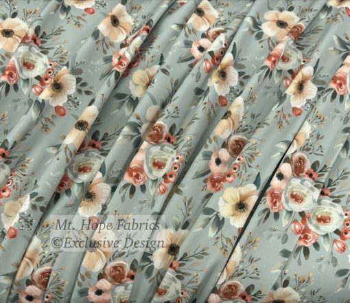 Yoga Knit- Sage/Terra Cotta Floral 5211 - Image 2