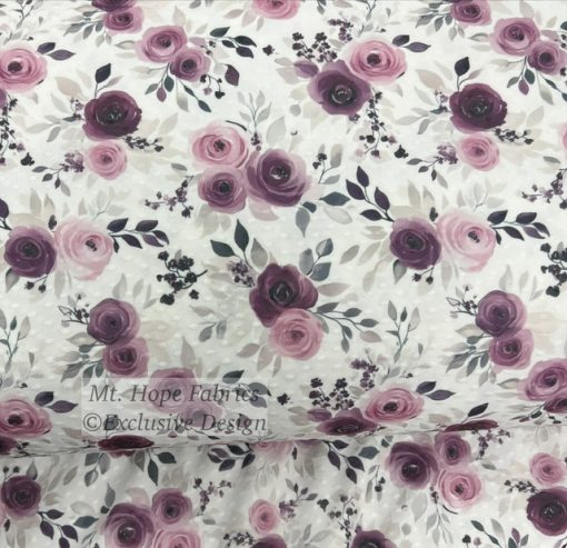 Swiss Dot Knit- Plum Roses 5209 - Image 2