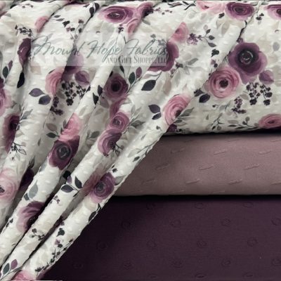 Swiss Dot Knit- Plum Roses 5209