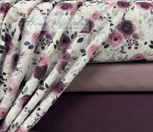 Swiss Dot Knit- Plum Roses 5209