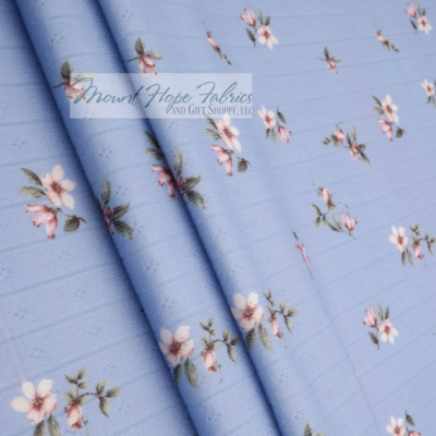 Pointelle Rib Knit- Chambray Floral 540
