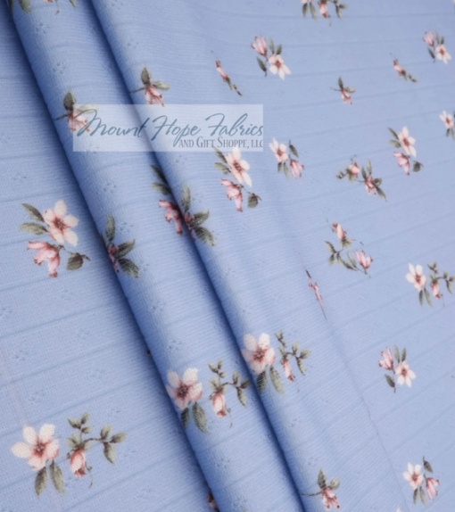 Pointelle Rib Knit- Chambray Floral 540