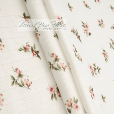 Pointelle Rib Knit- Ivory Floral 540