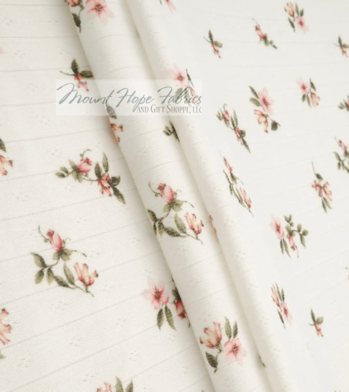 Pointelle Rib Knit- Ivory Floral 540