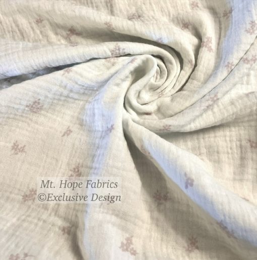 Double Gauze- Pink Flowers on White 5260 - Image 2