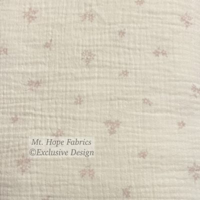 Double Gauze- Pink Flowers on White 5260