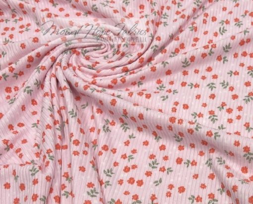 Rib Knit 4x2- 518 Pink Floral