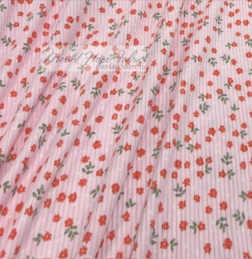 Rib Knit 4x2- 518 Pink Floral - Image 2