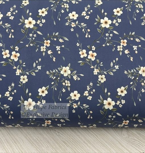Yoga Knit- Med Blue/Ivory Floral 6258