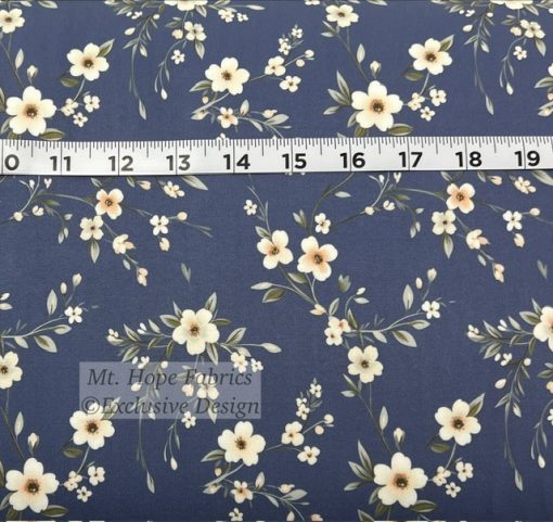 Yoga Knit- Med Blue/Ivory Floral 6258 - Image 2