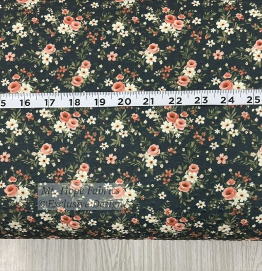 Swiss Dot Knit- Peach/Hunter Floral 6262 - Image 2