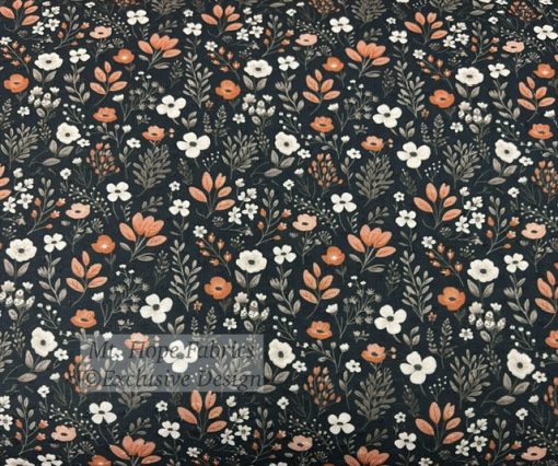 Swiss Dot Knit- Rust/Black Floral 6266
