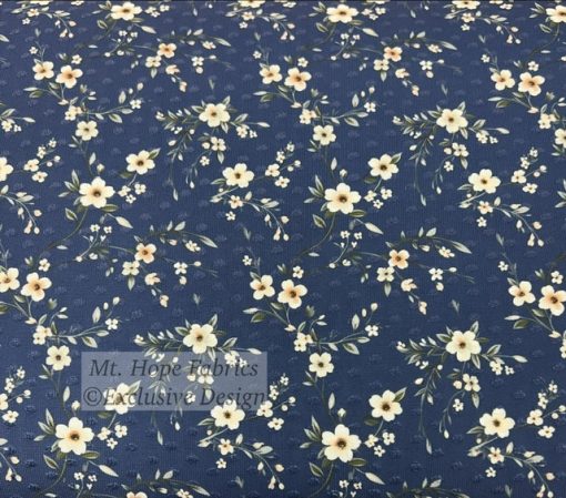 Swiss Dot Knit- Med Blue/Ivory Floral 6258