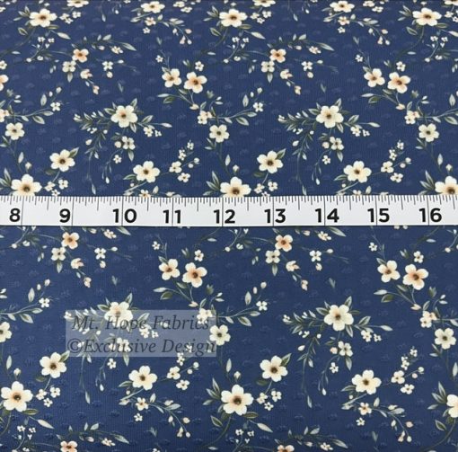 Swiss Dot Knit- Med Blue/Ivory Floral 6258 - Image 2