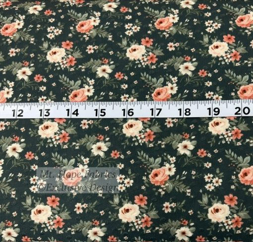 Swiss Dot Knit- Peach/Olive Floral 6270 - Image 3