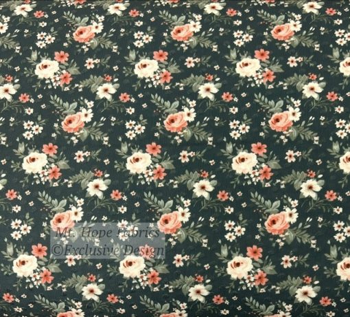Swiss Dot Knit- Peach/Olive Floral 6270