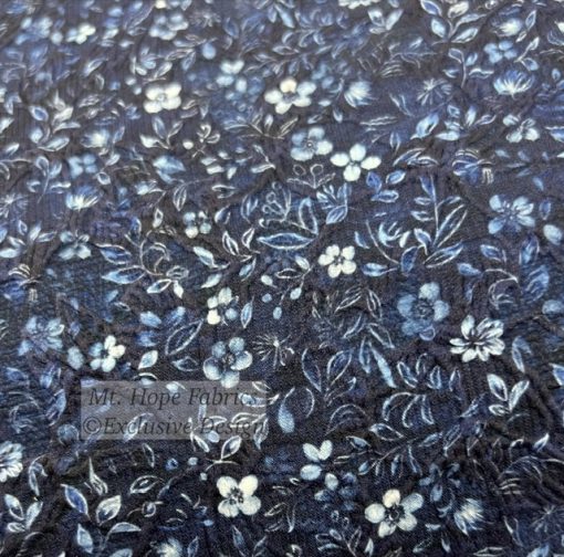 Embossed Polyester- Navy Vintage Floral 6273 - Image 4