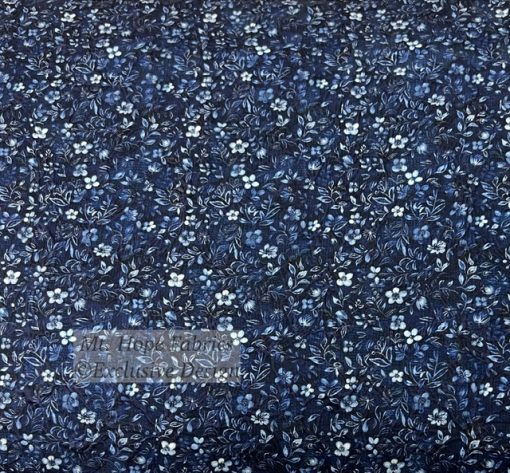 Embossed Polyester- Navy Vintage Floral 6273