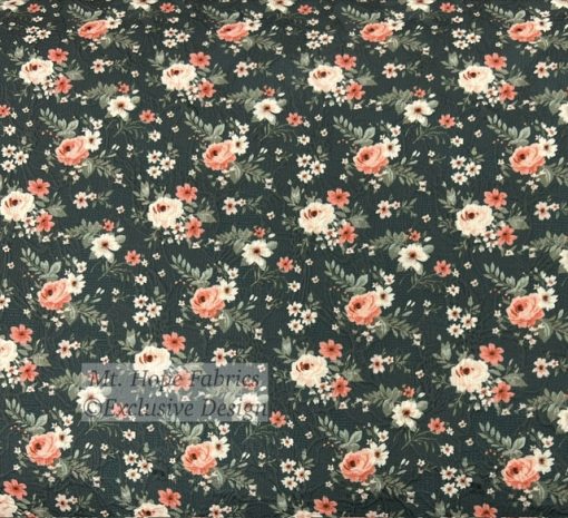 Embossed Polyester- Peach/Olive Floral 6270
