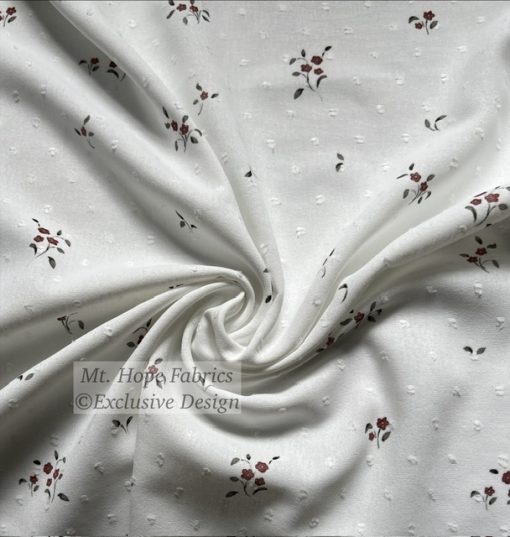 Petite Poly Swiss Dots, Dainty Rust Floral - Image 2