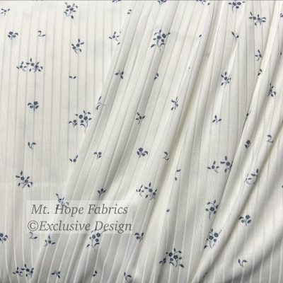 Smooth Wide Rib Knit- Dainty Blue Floral