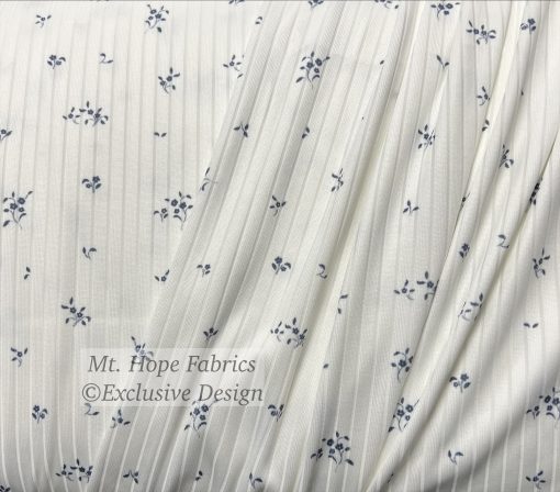Smooth Wide Rib Knit- Dainty Blue Floral