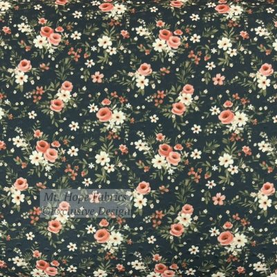 Swiss Dot Knit- Peach/Hunter Floral 6262