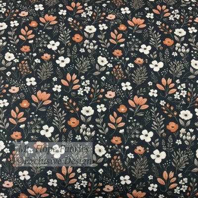 Swiss Dot Knit- Rust/Black Floral 6266