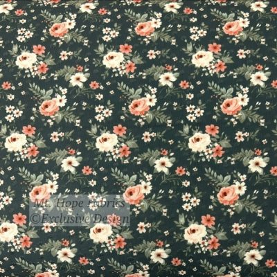 Swiss Dot Knit- Peach/Olive Floral 6270